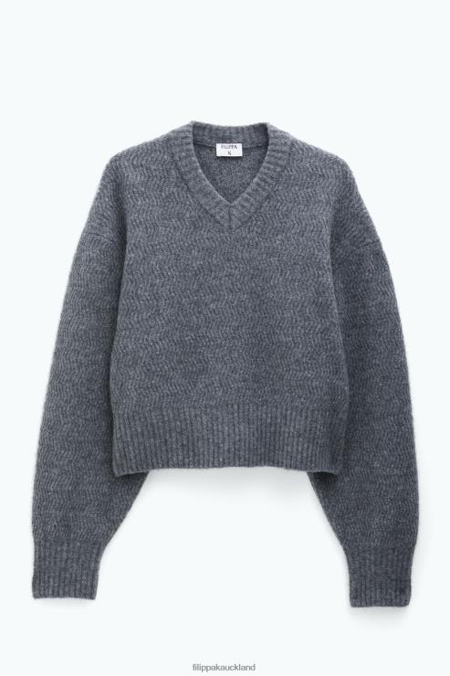 Women Filippa K Mid Grey Melange Structure Yak Sweater Apparel 66L8428