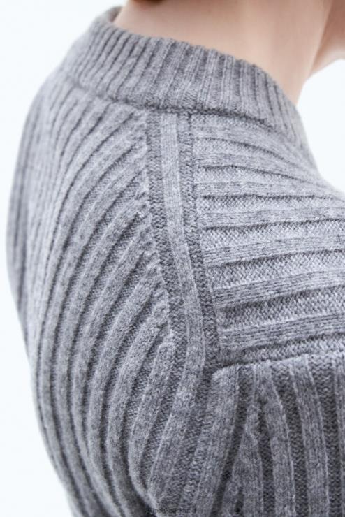 Women Filippa K Mid Grey Melange Wool Rib Sweater Apparel 66L8472