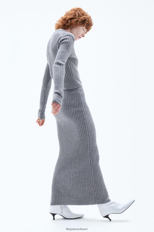 Women Filippa K Mid Grey Melange Wool Rib Sweater Apparel 66L8472