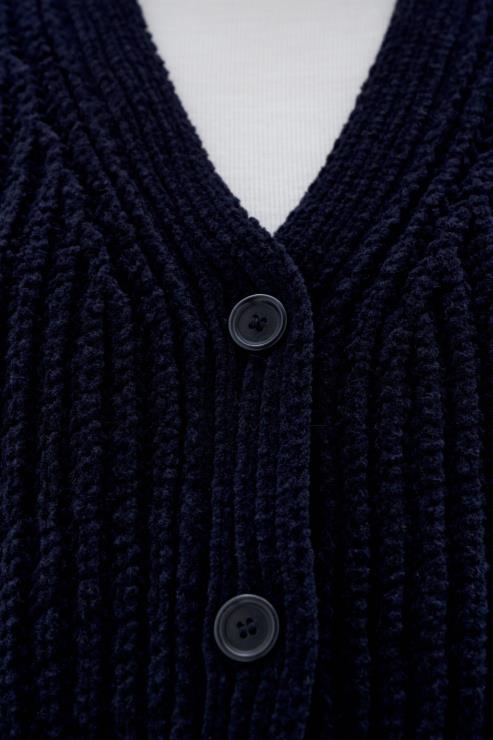 Women Filippa K Navy Chenille Cardigan Apparel 66L8477