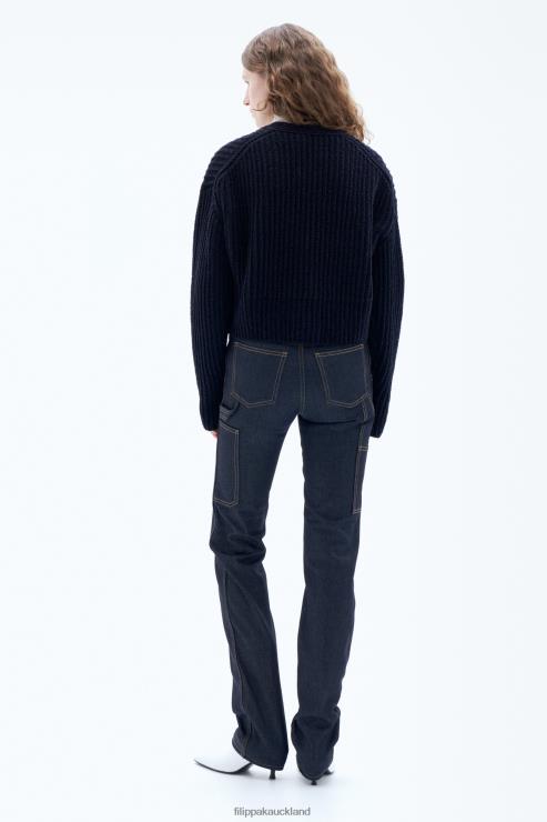 Women Filippa K Navy Chenille Cardigan Apparel 66L8477