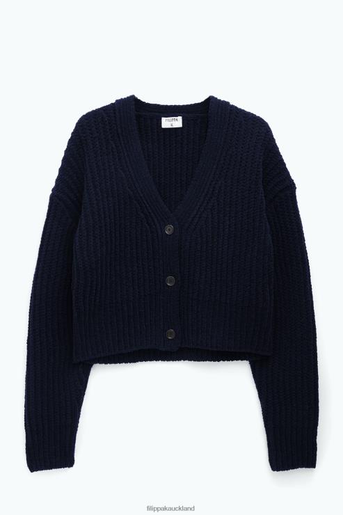 Women Filippa K Navy Chenille Cardigan Apparel 66L8477