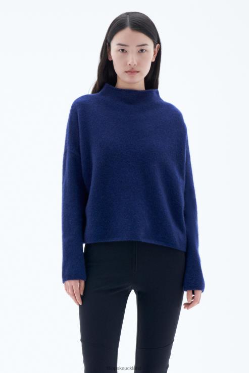 Women Filippa K Pacific Blue Mika Yak Funnelneck Sweater Apparel 66L8457
