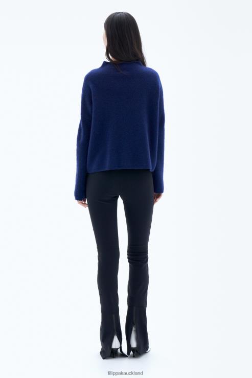 Women Filippa K Pacific Blue Mika Yak Funnelneck Sweater Apparel 66L8457