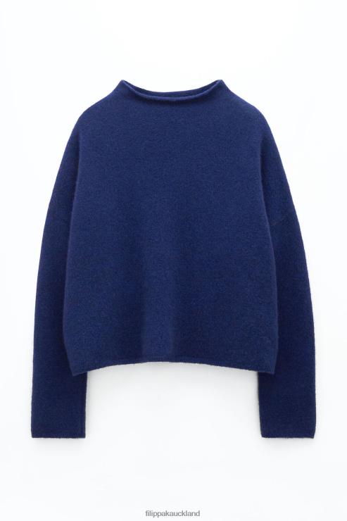 Women Filippa K Pacific Blue Mika Yak Funnelneck Sweater Apparel 66L8457