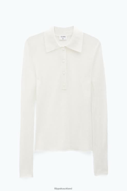 Women Filippa K Winter White Knit Polo Sweater Apparel 66L8433