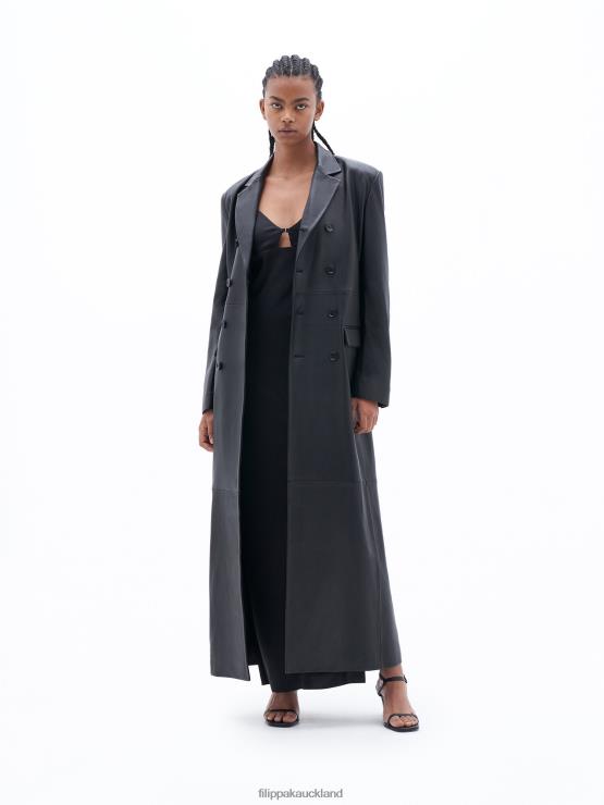 Women Filippa K Black Leather Coat Apparel 66L8426