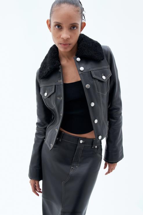 Women Filippa K Black Leather Jacket Apparel 66L842