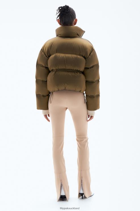Women Filippa K Bronze Green Cropped Puffer Jacket Apparel 66L844