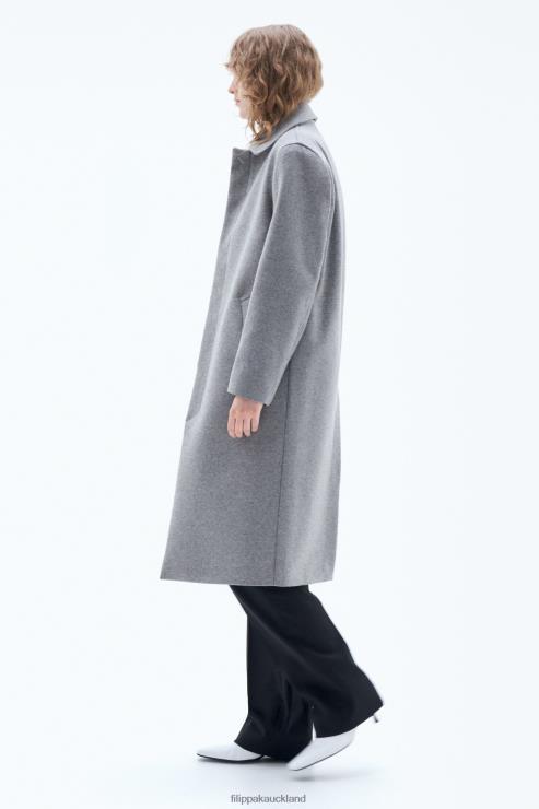 Women Filippa K Grey Melange Wool Car Coat Apparel 66L8417