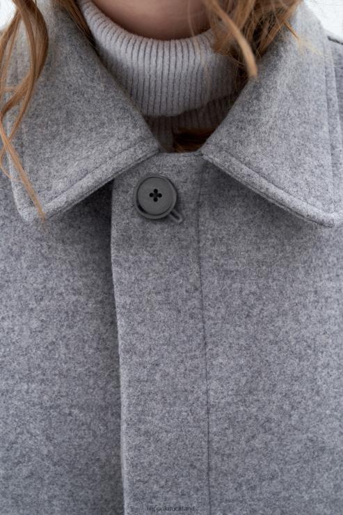 Women Filippa K Grey Melange Wool Car Coat Apparel 66L8417