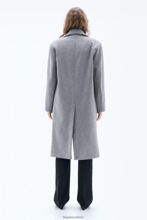 Women Filippa K Grey Melange Wool Car Coat Apparel 66L8417
