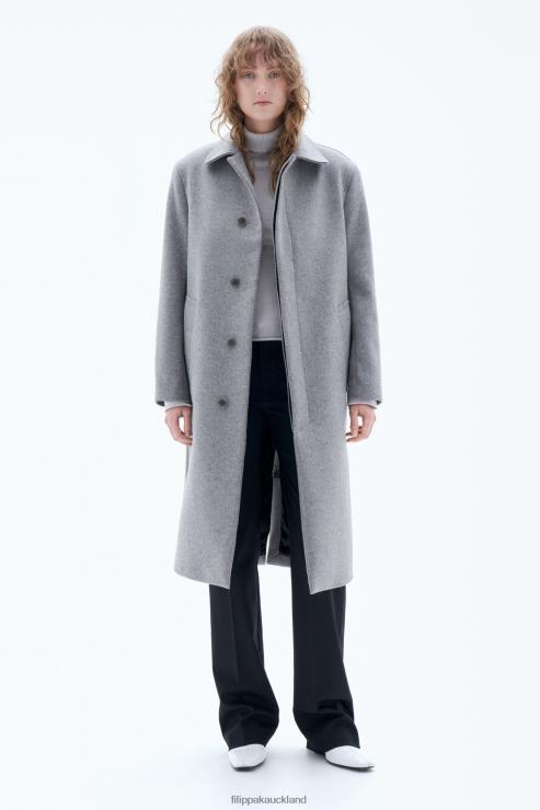 Women Filippa K Grey Melange Wool Car Coat Apparel 66L8417