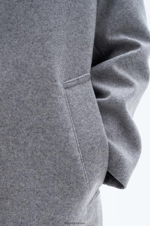 Women Filippa K Grey Melange Wool Car Coat Apparel 66L8417