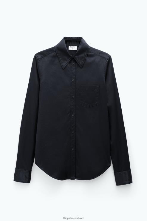 Women Filippa K Black Garment Dyed Shirt Apparel 66L84188