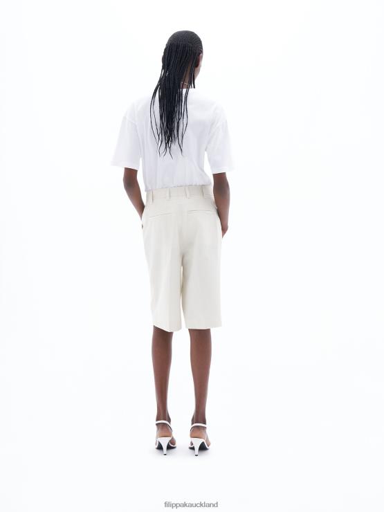 Women Filippa K Bone White/White Pinstripe Relaxed Pinstripe Shorts Apparel 66L84124