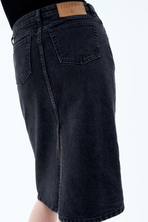 Women Filippa K Charcoal Black Denim Midi Skirt Apparel 66L84225