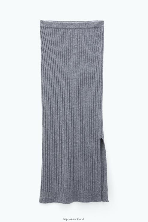 Women Filippa K Mid Grey Melange Rib Knit Skirt Apparel 66L84230