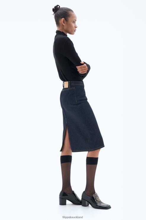 Women Filippa K Midnight Blue Denim Midi Zip Skirt Apparel 66L84223