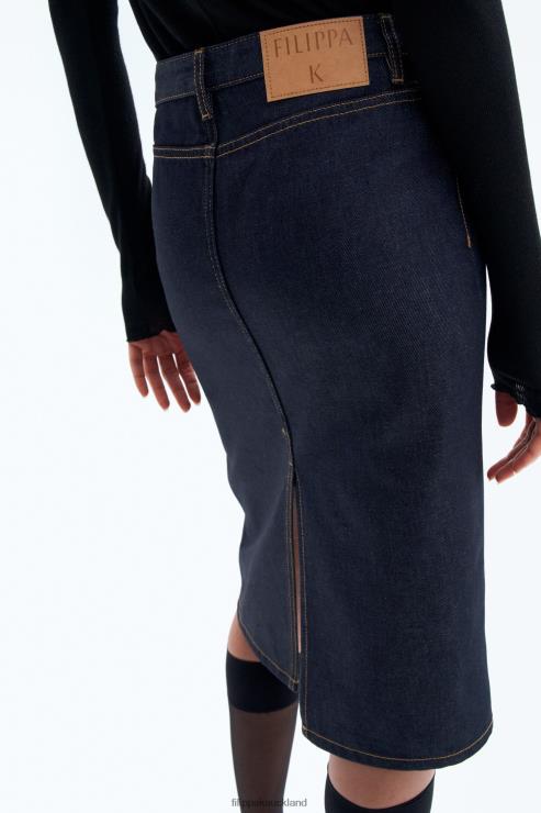 Women Filippa K Midnight Blue Denim Midi Zip Skirt Apparel 66L84223