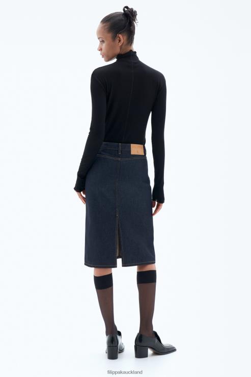 Women Filippa K Midnight Blue Denim Midi Zip Skirt Apparel 66L84223