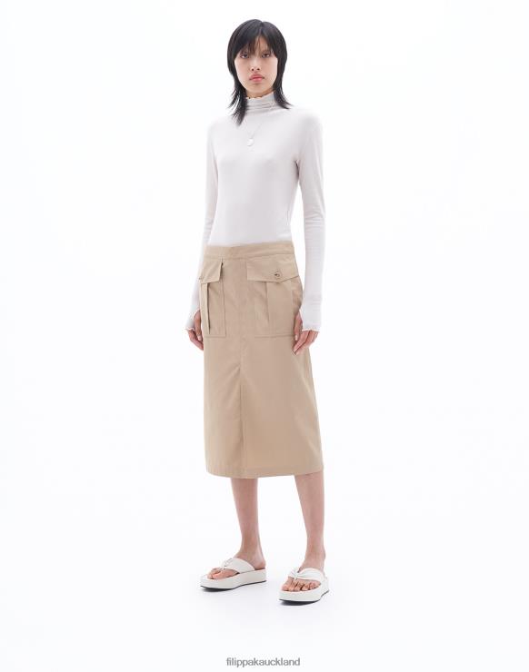 Women Filippa K Sand Beige Long Cargo Skirt Apparel 66L84229