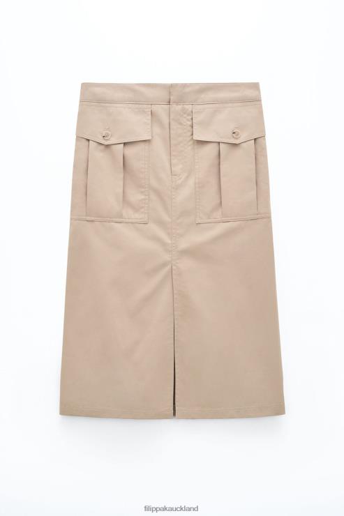 Women Filippa K Sand Beige Long Cargo Skirt Apparel 66L84229