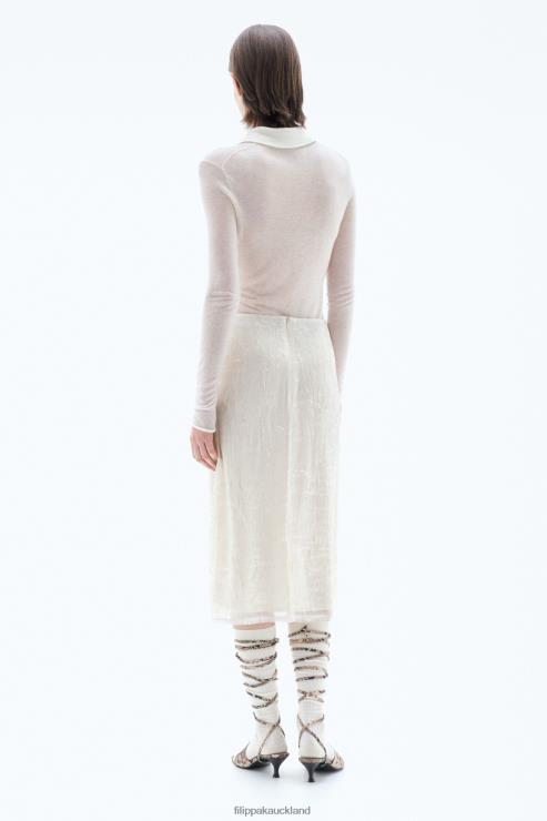 Women Filippa K Winter White Crinkled Pencil Skirt Apparel 66L84224