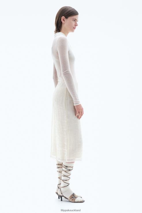 Women Filippa K Winter White Crinkled Pencil Skirt Apparel 66L84224
