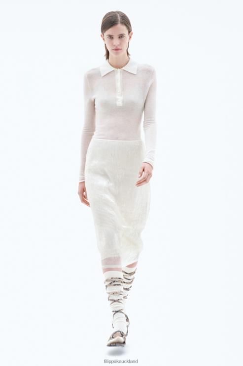 Women Filippa K Winter White Crinkled Pencil Skirt Apparel 66L84224