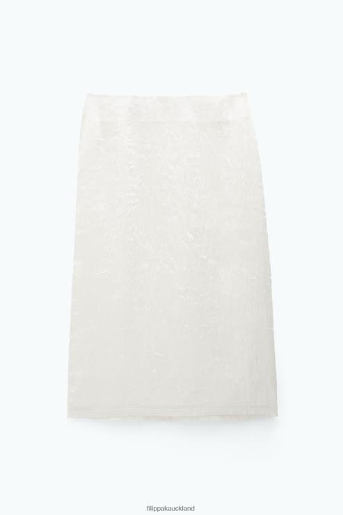 Women Filippa K Winter White Crinkled Pencil Skirt Apparel 66L84224