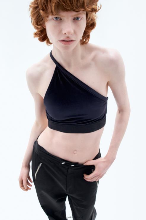 Women Filippa K Black Asymmetric Velvet Bra Apparel 66L84241