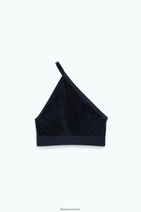 Women Filippa K Black Asymmetric Velvet Bra Apparel 66L84241