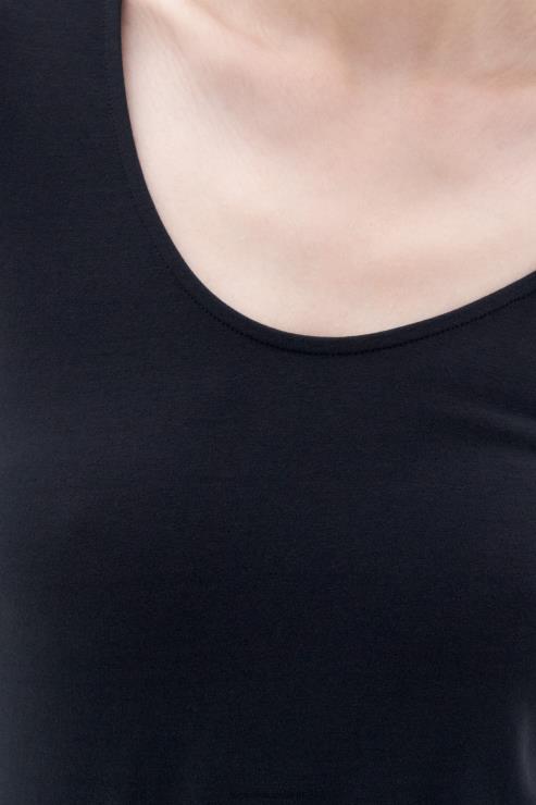 Women Filippa K Black Cotton Stretch Scoop Neck Top Apparel 66L84163