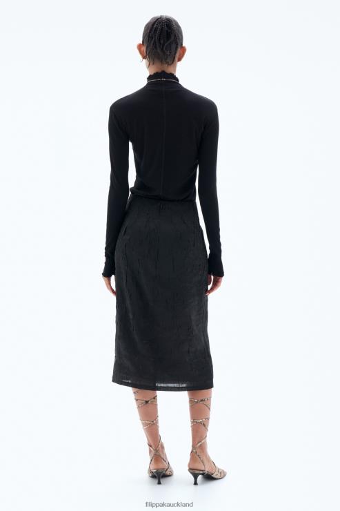 Women Filippa K Black Sheer Wool Mock Top Apparel 66L8445