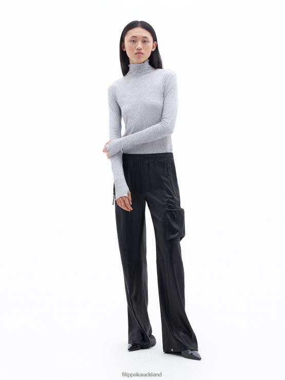Women Filippa K Light Grey Melange Rib Mock Neck Top Apparel 66L84164