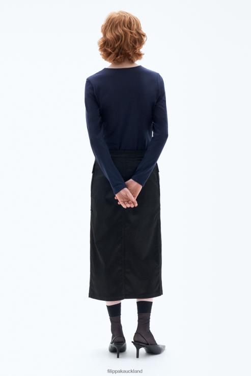 Women Filippa K Navy Cotton Stretch Long Sleeve Apparel 66L84135