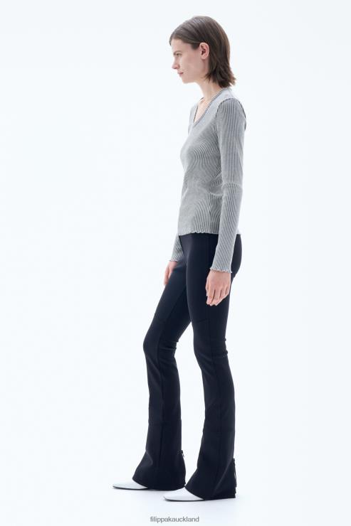 Women Filippa K Pearl Grey/Black Two Tone Rib Top Apparel 66L84148