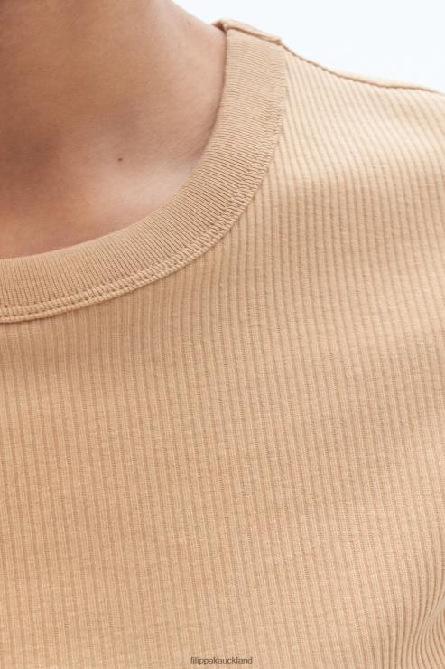 Women Filippa K Sand Beige Fine Rib Tee Apparel 66L84139