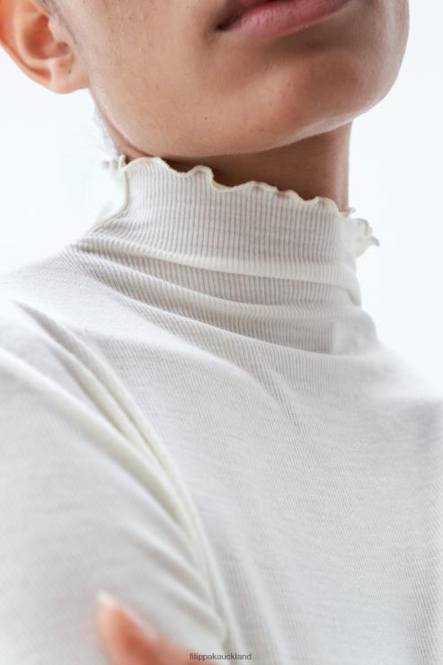 Women Filippa K Snow White Sheer Wool Mock Top Apparel 66L8432