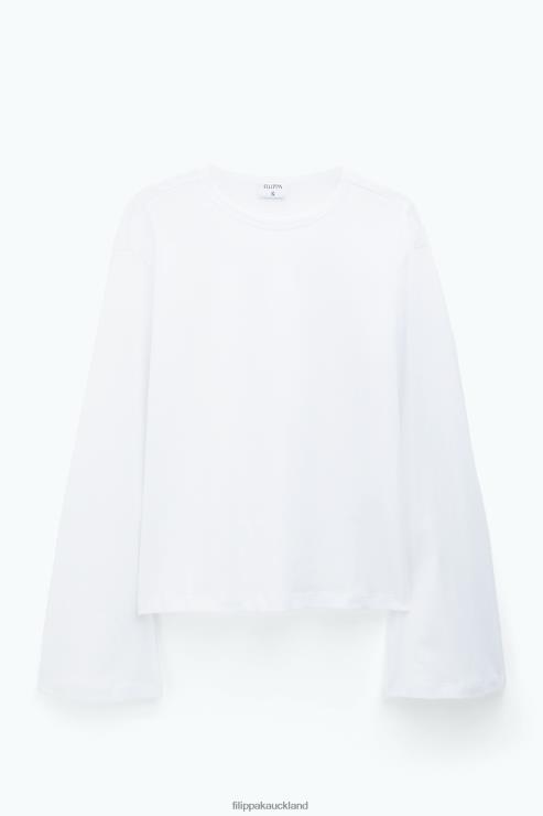 Women Filippa K White Cotton Longsleeve Top Apparel 66L84149