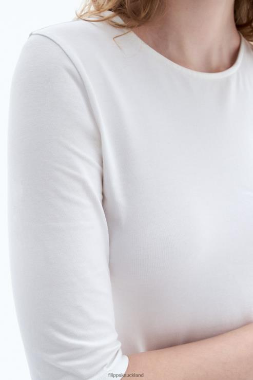 Women Filippa K White Cotton Stretch Elbow Sleeve Apparel 66L84141