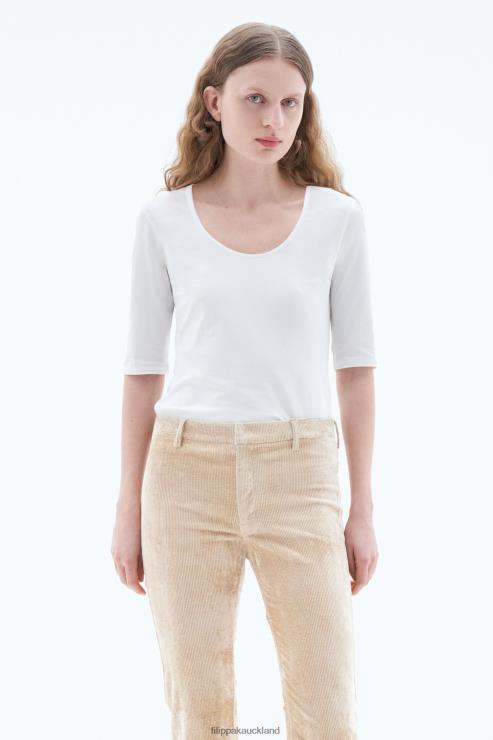 Women Filippa K White Cotton Stretch Scoop Neck Top Apparel 66L84156
