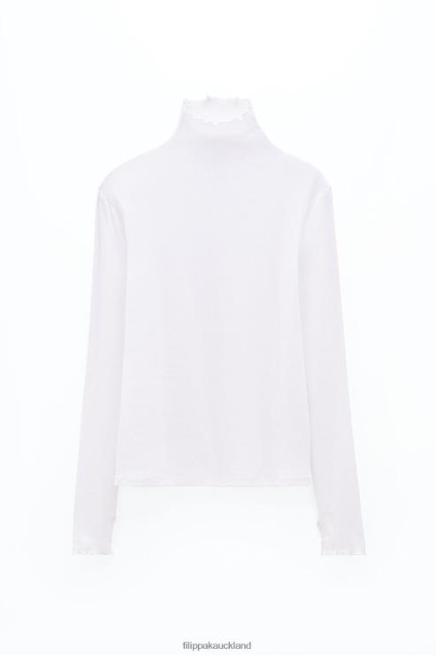 Women Filippa K White Rib Mock Neck Top Apparel 66L84151