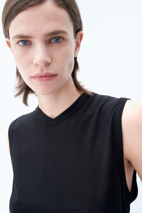 Women Filippa K Black V-Neck Tank Top Apparel 66L84168