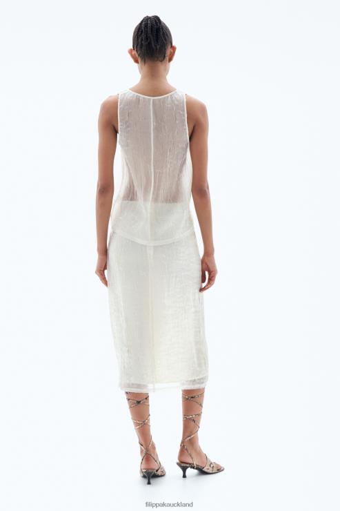 Women Filippa K Winter White Crinkled Tank Top Apparel 66L84126