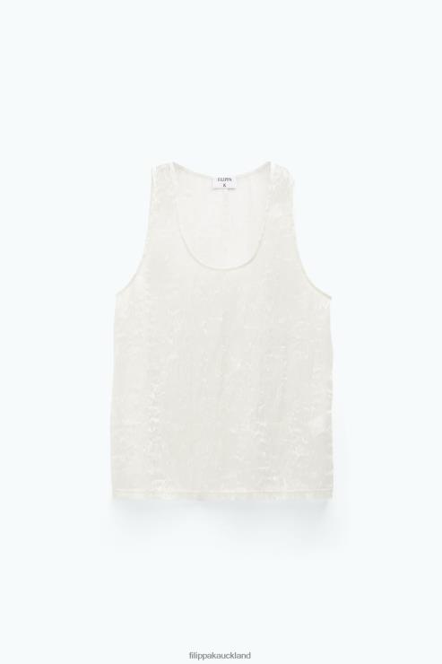 Women Filippa K Winter White Crinkled Tank Top Apparel 66L84126