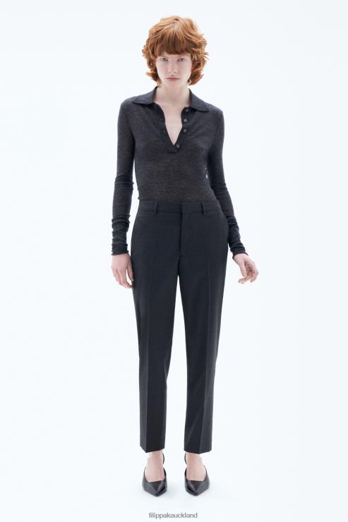 Women Filippa K Anthracite Melange Emma Cropped Cool Wool Trousers Apparel 66L8490