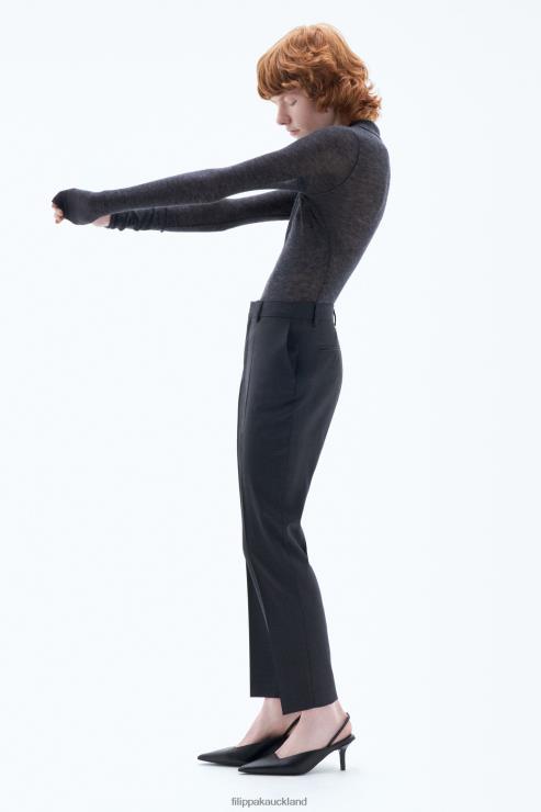 Women Filippa K Anthracite Melange Emma Cropped Cool Wool Trousers Apparel 66L8490