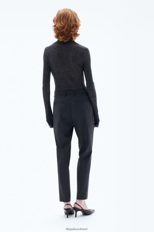 Women Filippa K Anthracite Melange Emma Cropped Cool Wool Trousers Apparel 66L8490